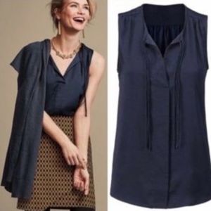 CAbi Navy Sleeveless Blouse
